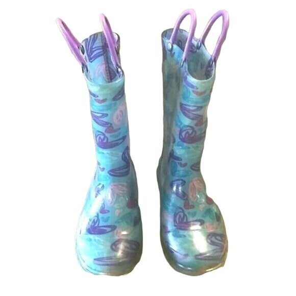 Western Chief Girls Light-Up Rain Boots With Heart Print Size 11 - Picture 3 of 10
